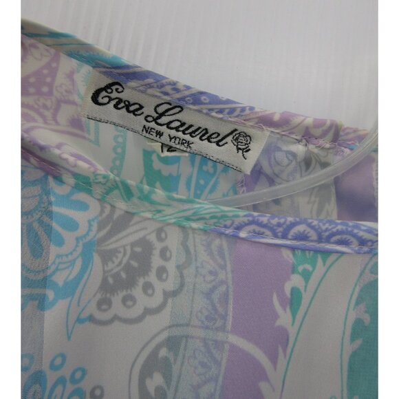 VINTAGE Eva Laurel Top 12 Blouse Paisley Striped Button Up Boho 90s - Picture 8 of 11